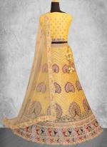 Organza Silk Yellow Wedding Wear Sequins Work Lehenga Choli